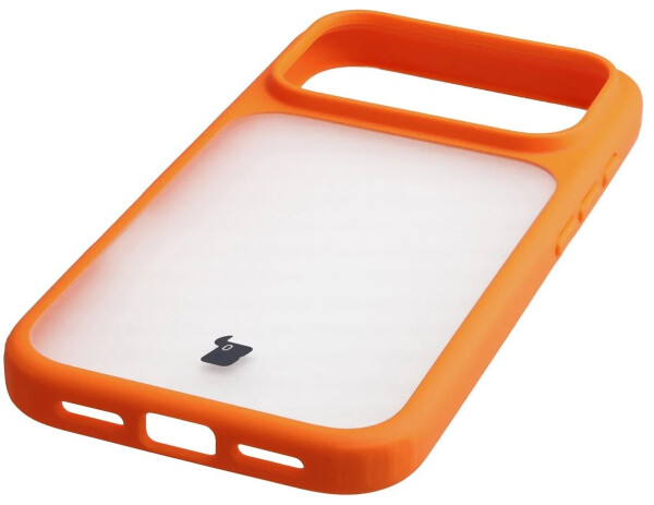 Bizon Handyhülle für iPhone 17 Pro Case Angelo Semitransparent mit orangefarbenem Rahmen, Bild 3