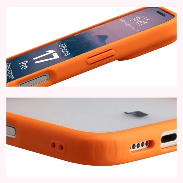 Bizon Handyhülle für iPhone 17 Pro Case Angelo Semitransparent mit orangefarbenem Rahmen, Bild 4