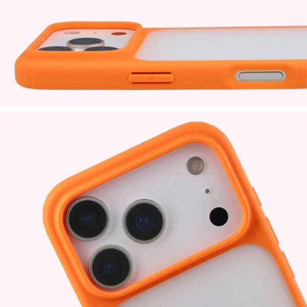 Bizon Handyhülle für iPhone 17 Pro Case Angelo Semitransparent mit orangefarbenem Rahmen, Bild 5