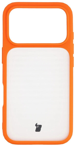 Bizon Handyhülle für iPhone 17 Pro Case Angelo Semitransparent mit orangefarbenem Rahmen, Bild 6