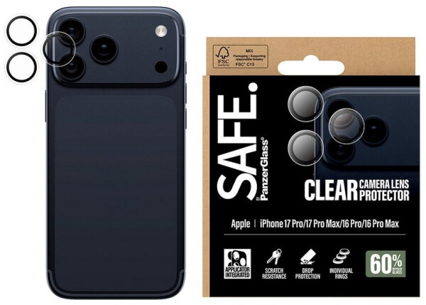 PanzerGlass SAFE. by PanzerGlass Kameraschutz Transparent iPhone 17 Pro | iPhone 17 Pro Max | iPhone 16 Pro | 16 Pro Max, Bild 2