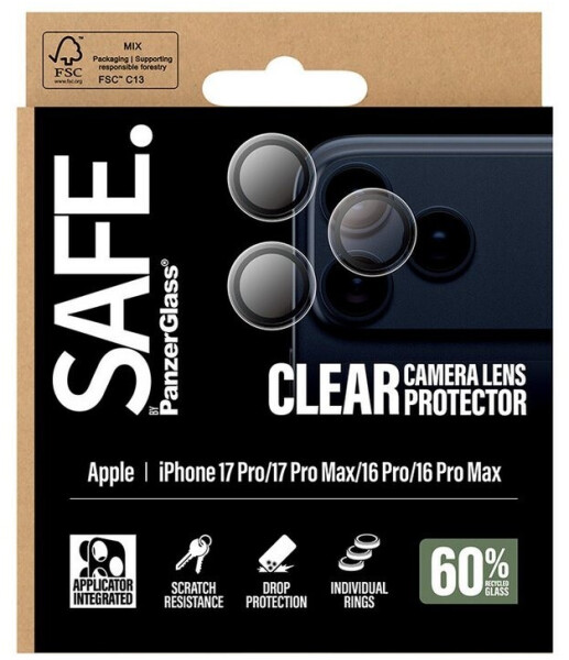 PanzerGlass SAFE. by PanzerGlass Kameraschutz Transparent iPhone 17 Pro | iPhone 17 Pro Max | iPhone 16 Pro | 16 Pro Max, Bild 3