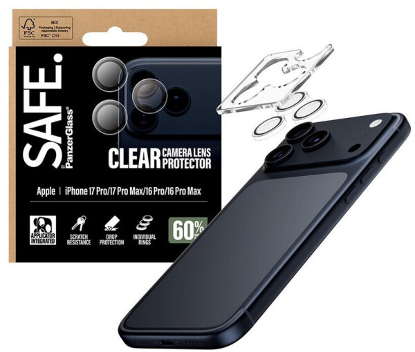 PanzerGlass SAFE. by PanzerGlass Kameraschutz Transparent iPhone 17 Pro | iPhone 17 Pro Max | iPhone 16 Pro | 16 Pro Max, Bild 5