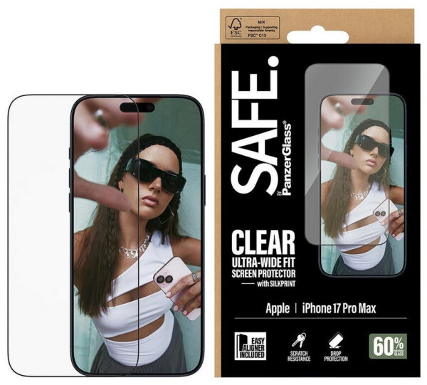 PanzerGlass SAFE. by PanzerGlass Displayschutz m. Schwarz Rahmen iPhone 17 Pro Max | Ultra-Wide Fit m. EasyAligner, Bild 2
