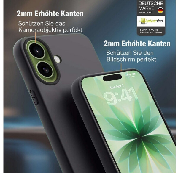 Betterfon Hülle für Apple iPhone 17 Handyhülle Back Cover Silikon Case Bumper in Schwarz, Bild 3