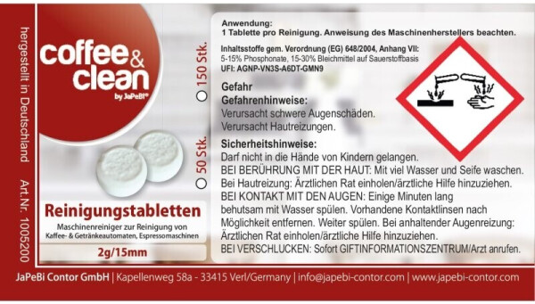 JaPeBi 100 Reinigungstabletten Coffee&Clean by á 2g für Kaffeevollautomaten, Bild 4