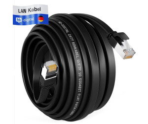 HB-Digital flach LAN Kabel CAT7 RJ45 U/FTP PVC 30m schwarz