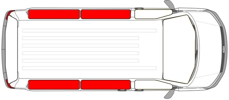 Carbest Isoflex Thermomatten-Set Wohnraum Ford Tourneo Custom V710/VW T7 Transporter kurz ab Bj. 23