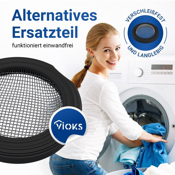 VIOKS Waschmaschine Zulaufschlauch Dichtung 3/4 Zoll Schwarz Gummidichtung mit Sieb für Waschmaschinenschlauch/Schlauch Dichtung mit Sieb Universal, Bild 4