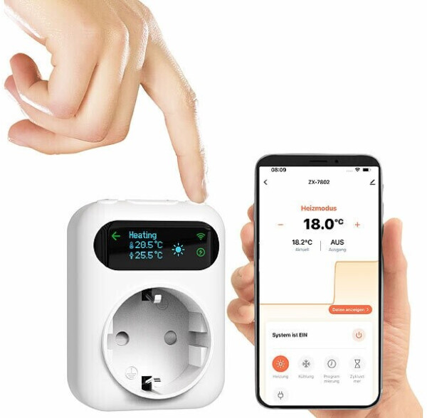 Revolt WLAN-Steckdosen-Thermostat für Heiz- & Klimageräte App 2 Sensoren, Bild 3