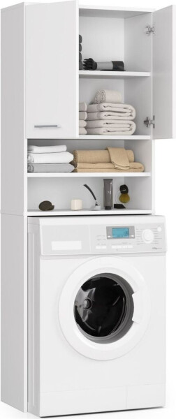 Akord Furniture Factory Waschmaschinenumbauschrank FIN Weiß 64 cm 2 Türen 4 Regalböden B64xH180xT30 cm