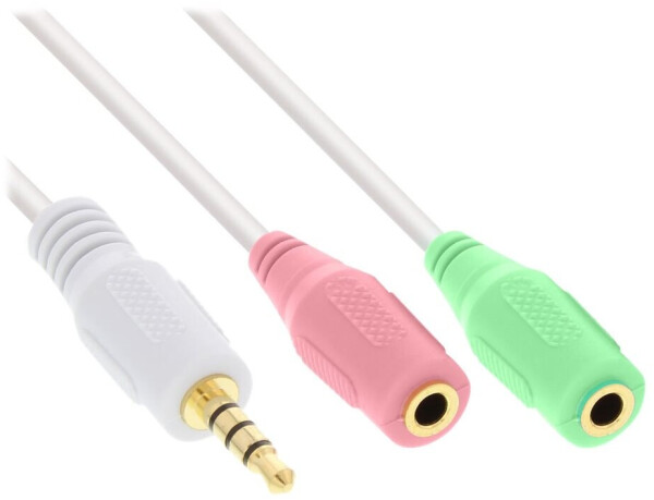 InLine Audio Headset Adapterkabel 3,5mm Klinke Stecker 4pol. an 2x 3,5mm Klinke Buchse weiß 1m (99301W), Bild 4