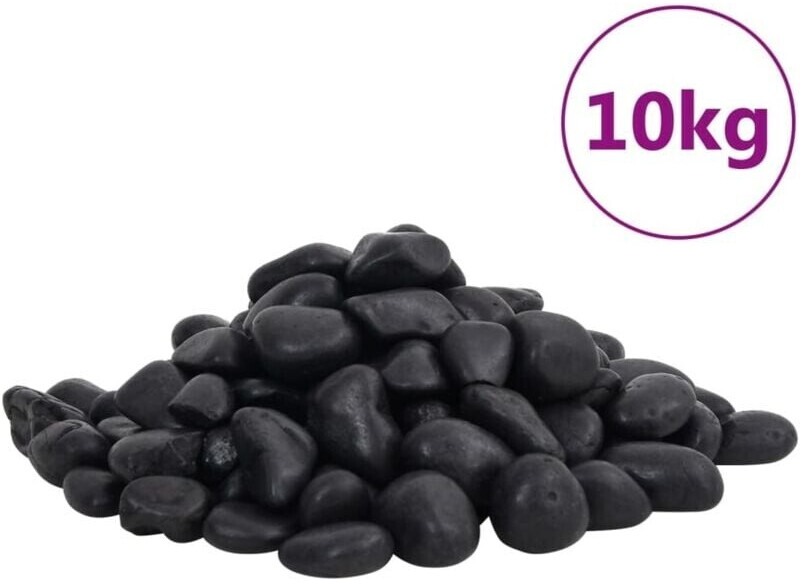 vidaXL Polierte Kiesel 10 kg Schwarz 2-5 cm