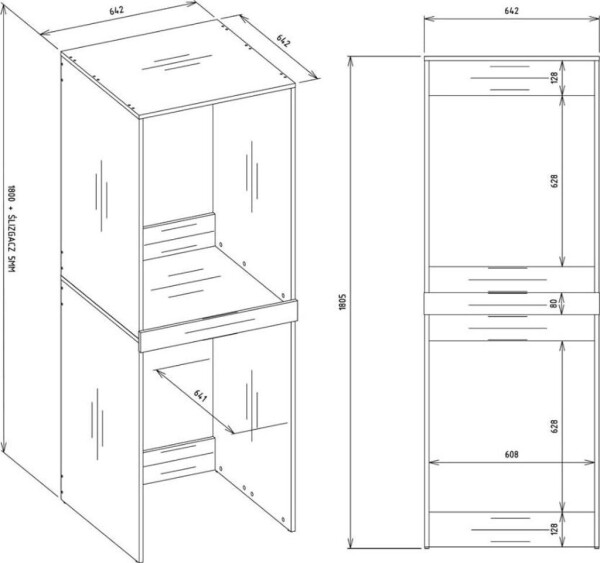 BDW Waschmaschinenschrank Badezimmer Möbel, 180×64×64, Pola Twin, Eiche Artisan, Bild 3