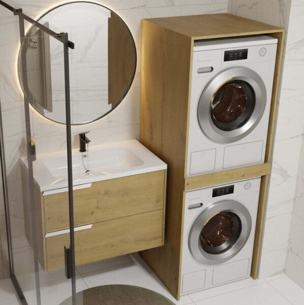 BDW Waschmaschinenschrank Badezimmer Möbel, 180×64×64, Pola Twin, Eiche Artisan, Bild 7