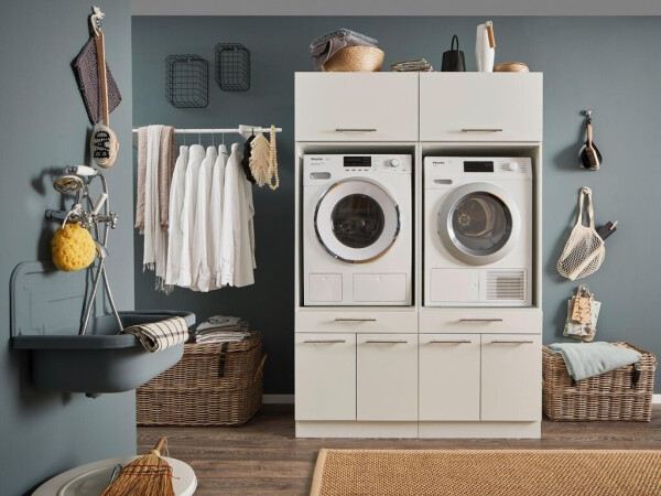 Freiraum Waschmaschinenumbauschrank >LAUNDREEZY< in weiß 135x200x67,5 (BxHxT)