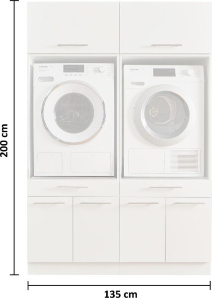 Freiraum Waschmaschinenumbauschrank >LAUNDREEZY< in weiß 135x200x67,5 (BxHxT), Bild 3