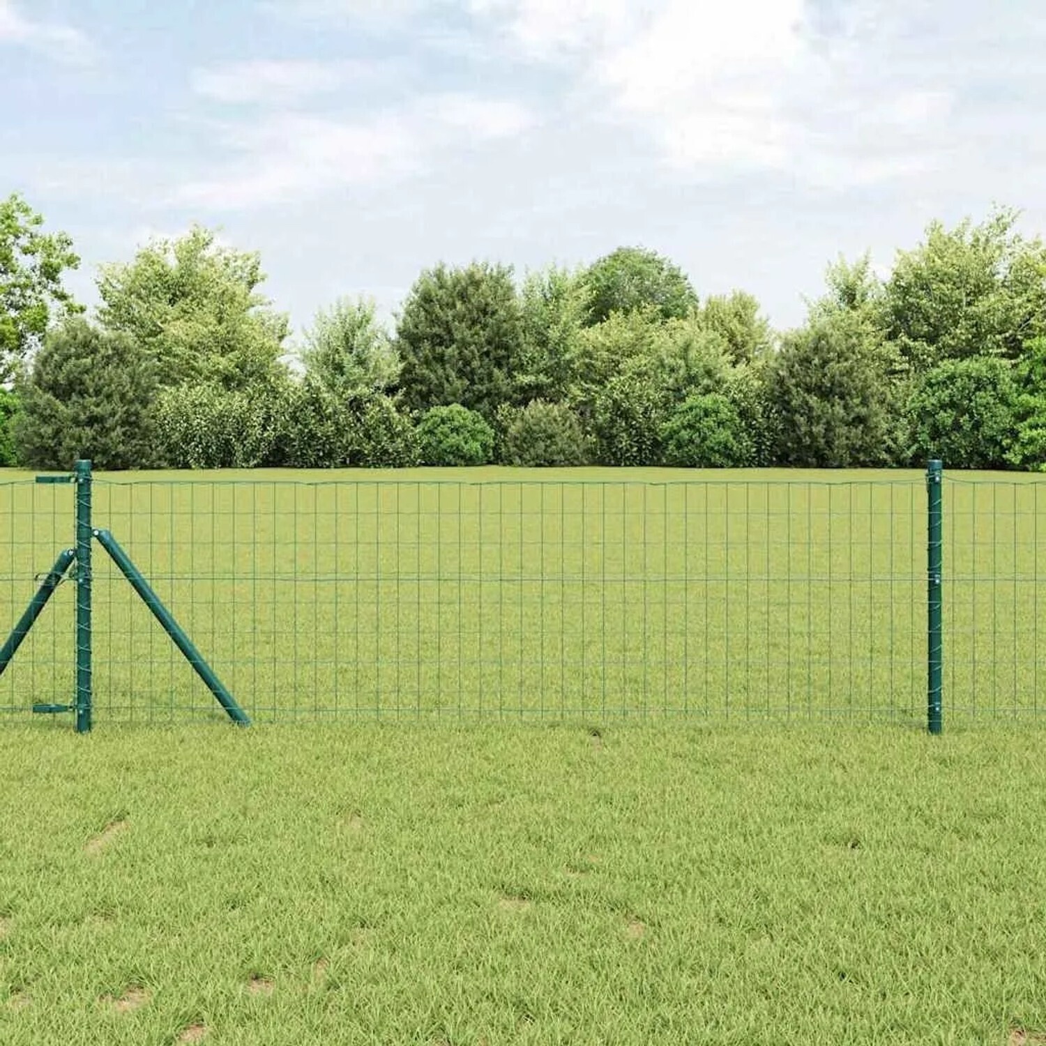 vidaXL vidaXL Green Euro Fence 0.4 x 10 m PVC-Coated Iron (42004338) - side view
