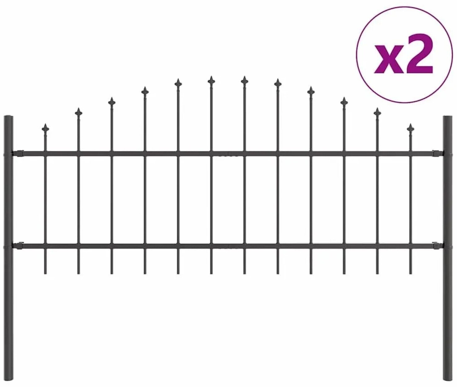 vidaXL vidaXL Garden Fence 2 Pieces Gray 170 x 140 cm Powder-Coated Steel (3360094) - alternate view