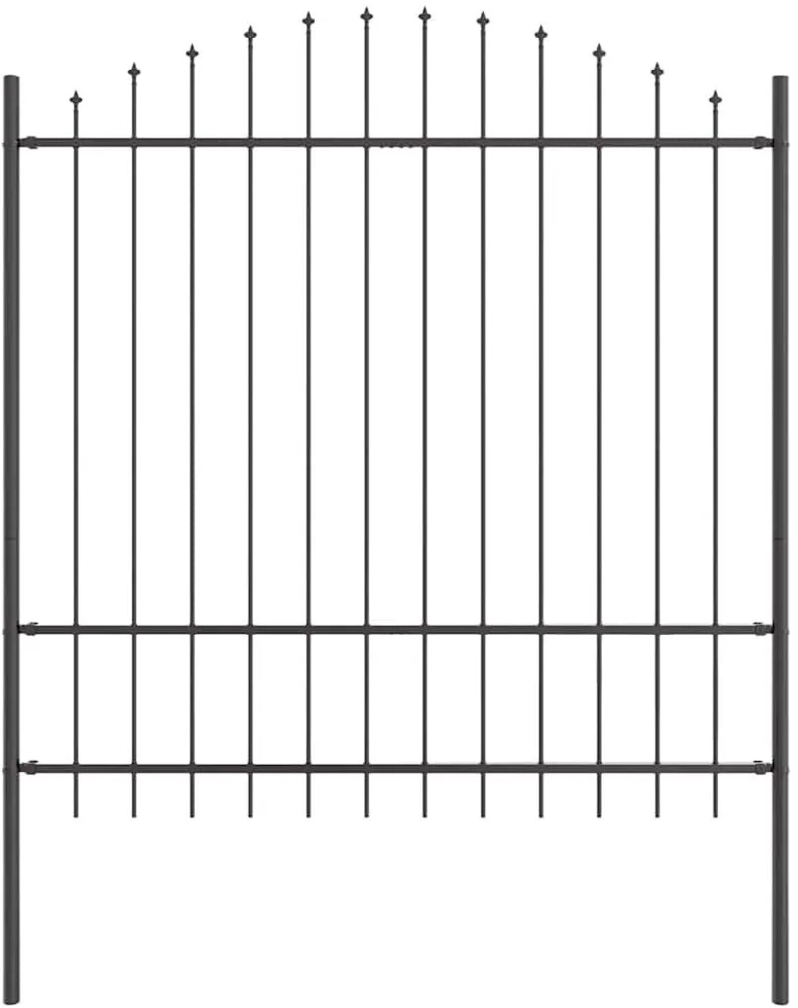 vidaXL Gartenzaun 2 pcs Grau 170 x 215 cm Pulverbeschichteter Stahl (3360098)