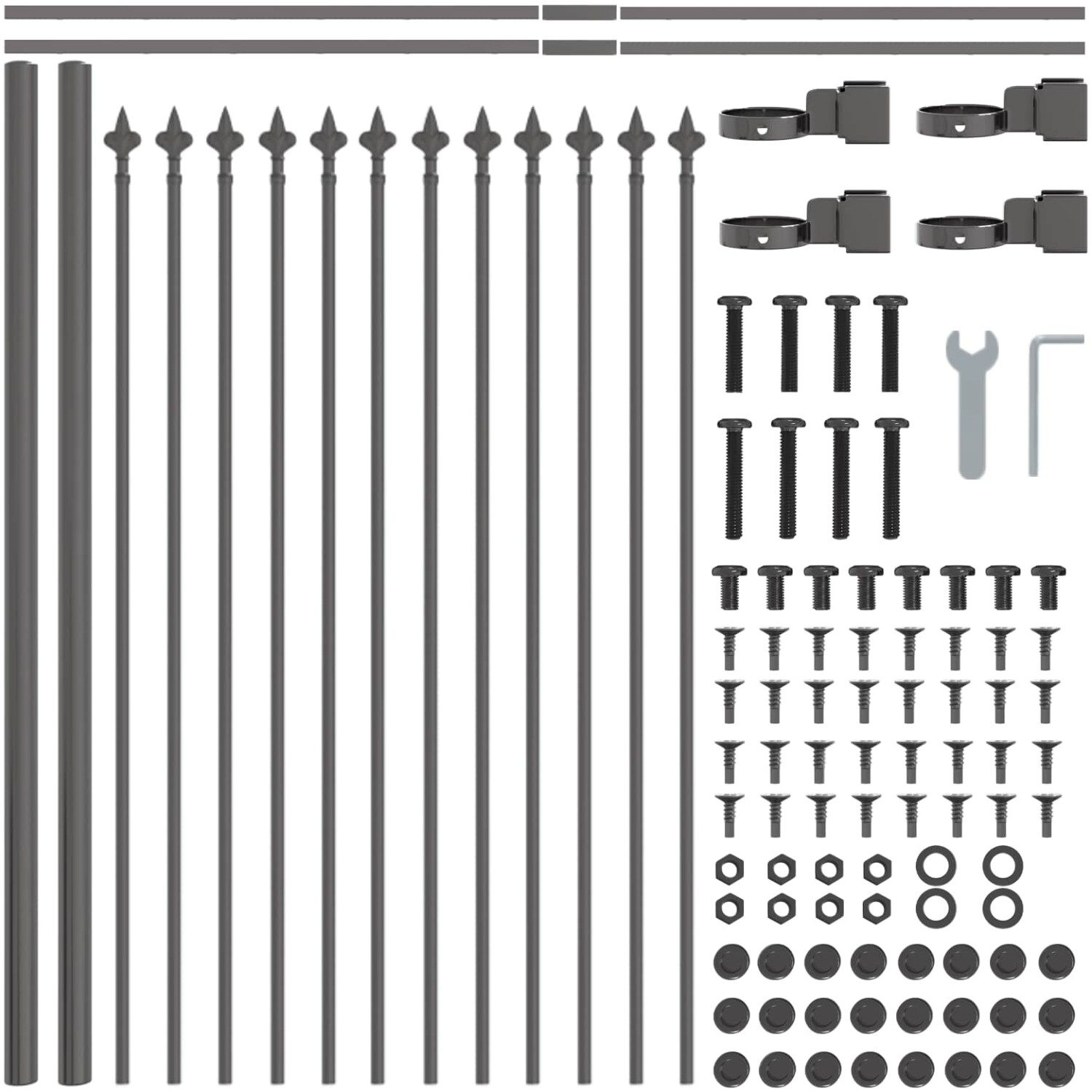 vidaXL vidaXL 2 Pieces Of Gray Garden Fence 3.4 x 0.6 m Powder-Coated Steel (3334028) - view 8