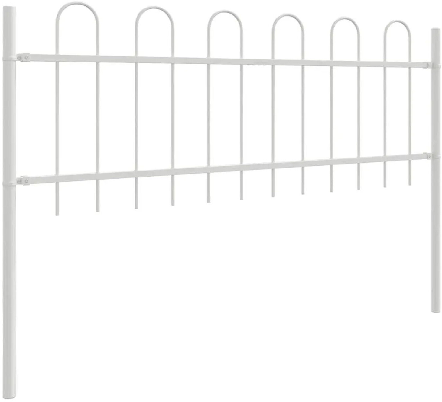 vidaXL vidaXL Garden Fence 2 Pcs White 3.4 x 0.6 m Powder-Coated Steel (3334043) - detail view