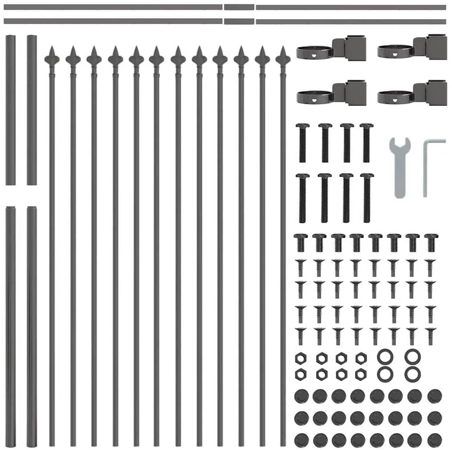 vidaXL vidaXL Garden Fence 3 Pcs Grey 5.1 x 0.8 m Powder-Coated Steel (3334049) - view 6
