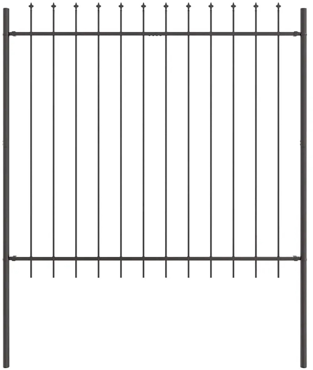 vidaXL Gartenzaun 3 pcs Grau 5,1 x 1,5 m Pulverbeschichteter Stahl (3334052)