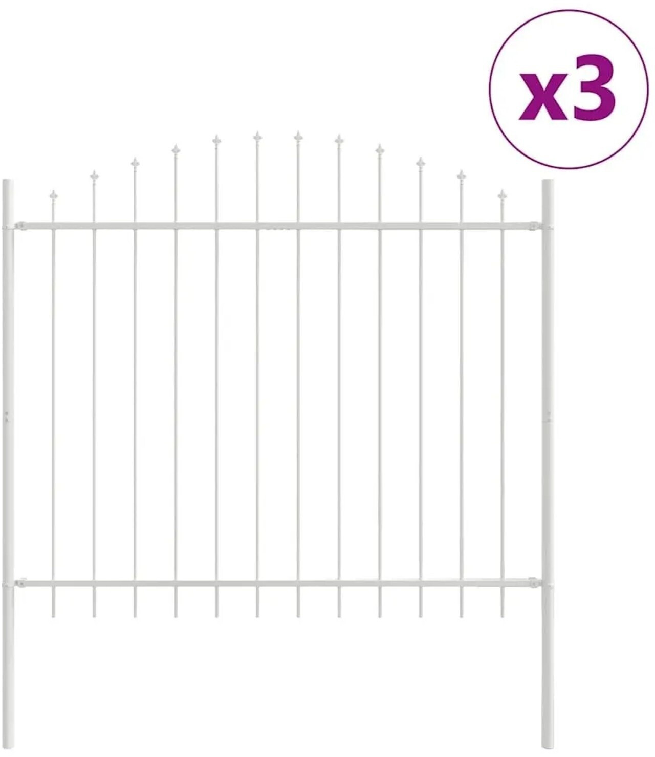 vidaXL vidaXL Garden Fence 3 Pieces White 170 x 165 cm Powder-Coated Steel (3360144) - alternate view