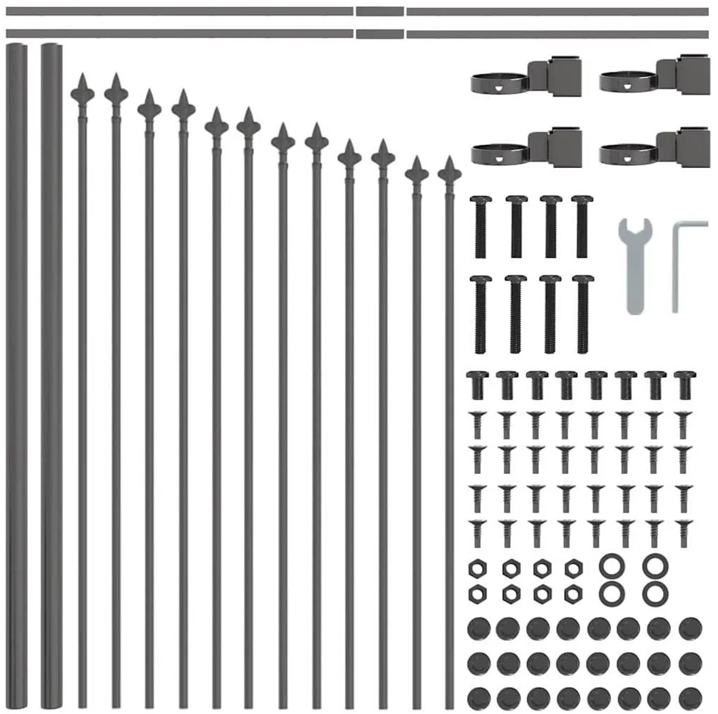 vidaXL vidaXL Garden Fence 4 Pieces Grey 170 x 140 cm Powder-Coated Steel (3360106) - view 6