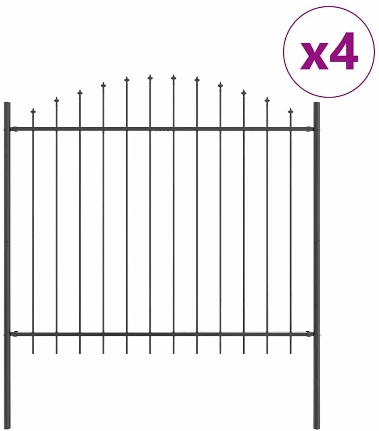 vidaXL vidaXL Garden Fence 4 Pieces Grey 170 x 165 cm Powder-Coated Steel (3360108) - detail view