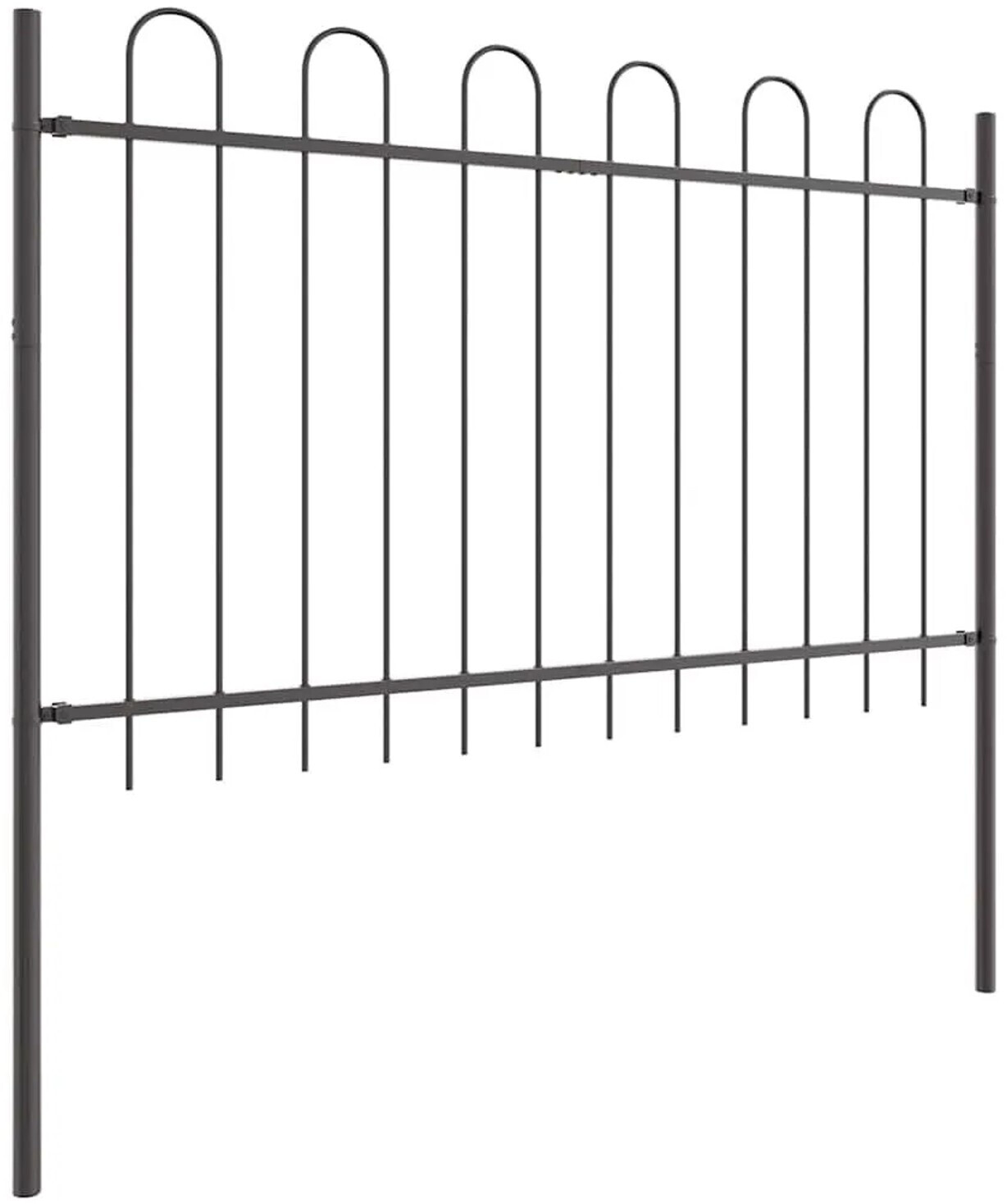 vidaXL vidaXL Garden Fence 4 Pieces Grey 6.8 x 1 m Powder-Coated Steel (3334075) - detail view