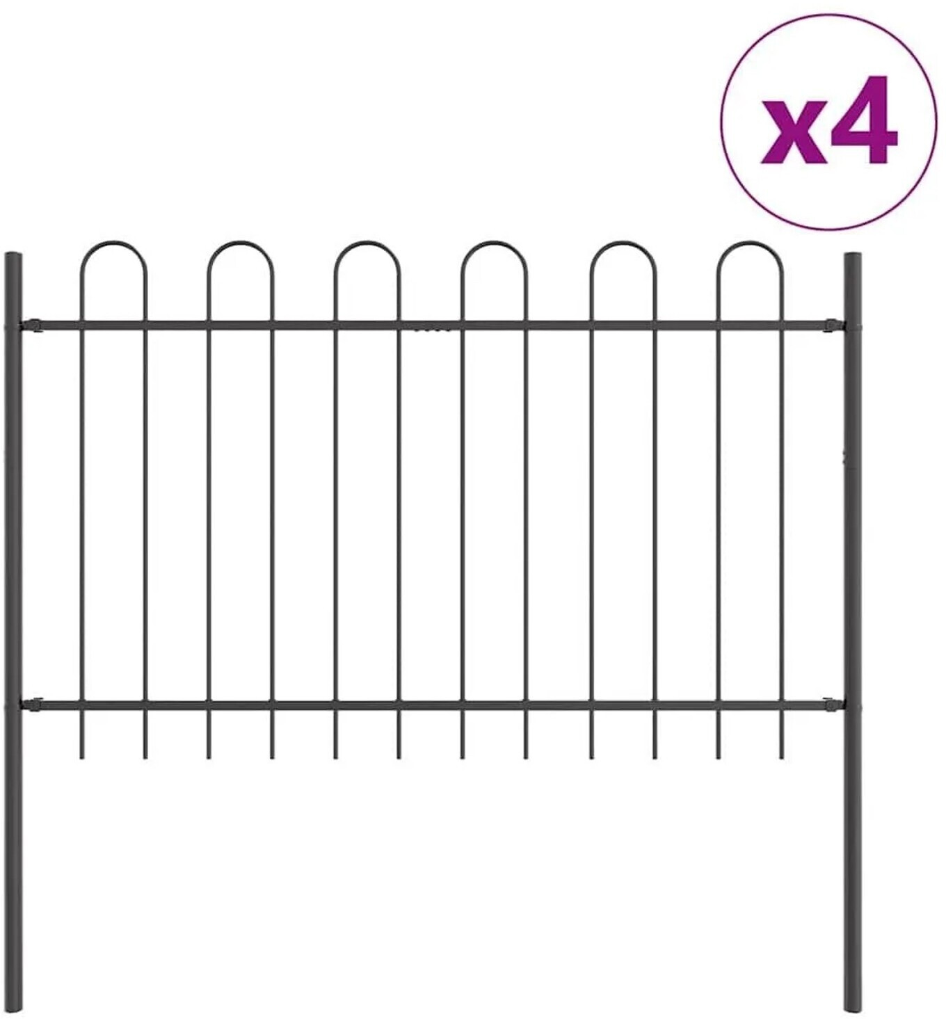 vidaXL vidaXL Garden Fence 4 Pieces Grey 6.8 x 1 m Powder-Coated Steel (3334075) - alternate view