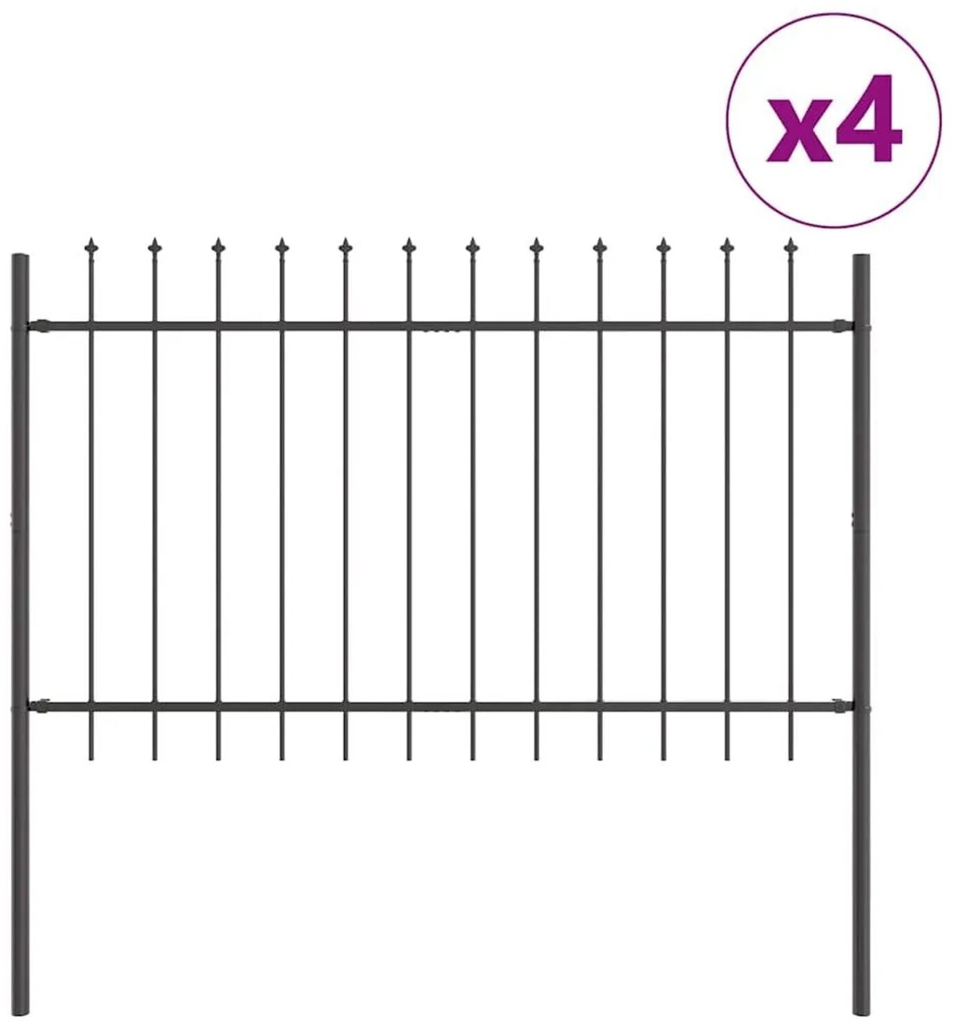 vidaXL vidaXL Garden Fence 4 Pieces Grey 6.8 x 1 m Powder-Coated Steel (3334070) - alternate view
