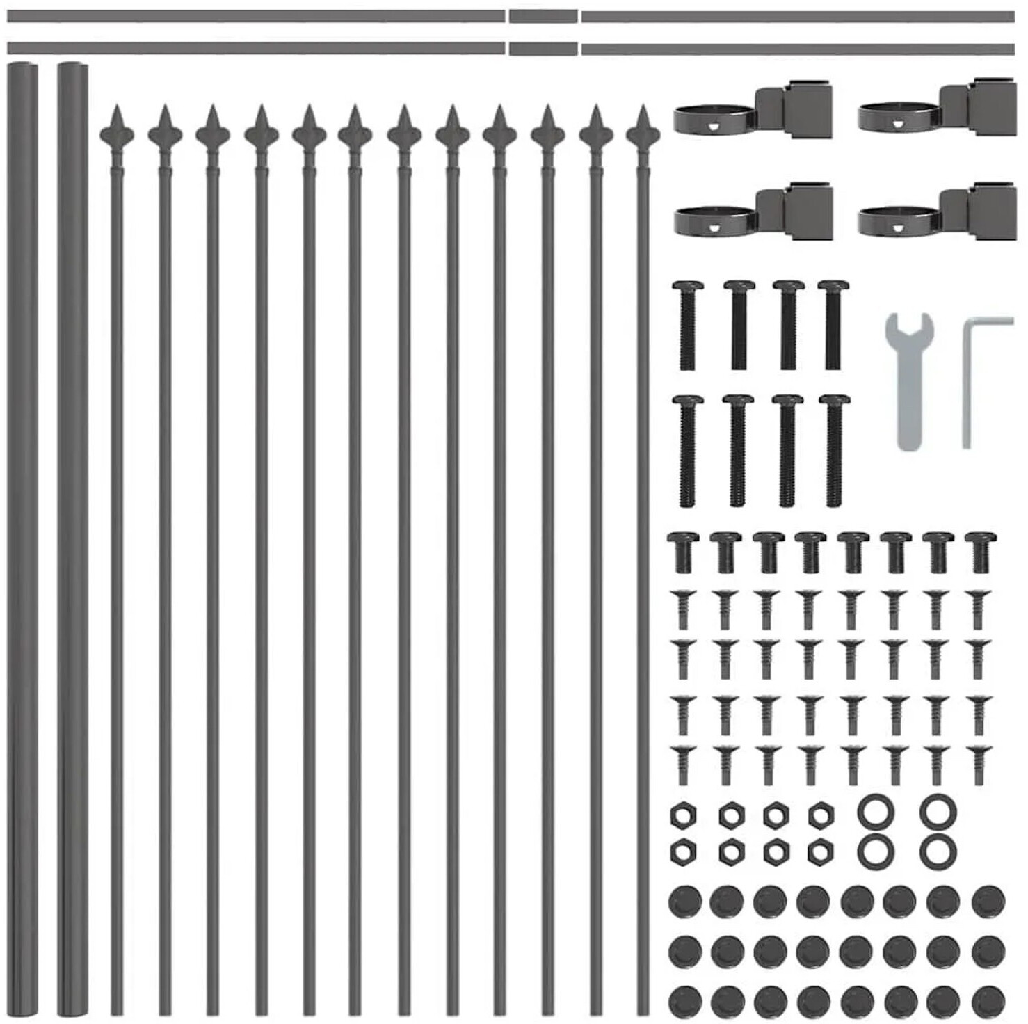 vidaXL vidaXL Garden Fence 5 Pcs Grey 8.5 x 0.6 m Powder-Coated Steel (3334088) - alternate view