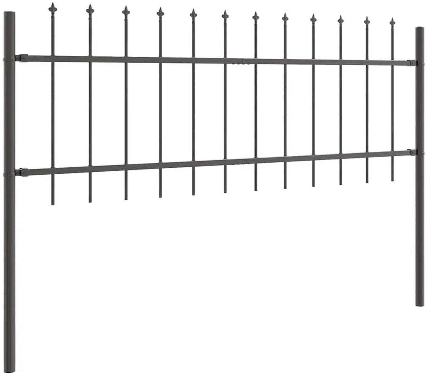 vidaXL Gartenzaun 8 pcs Grau 13,6 x 0,6 m Pulverbeschichteter Stahl (3334148)