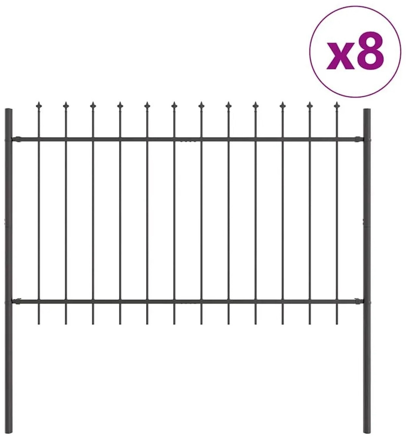 vidaXL vidaXL Garden Fence 8 Pieces Gray 13.6 x 1 m Powder-Coated Steel (3334150) - alternate view