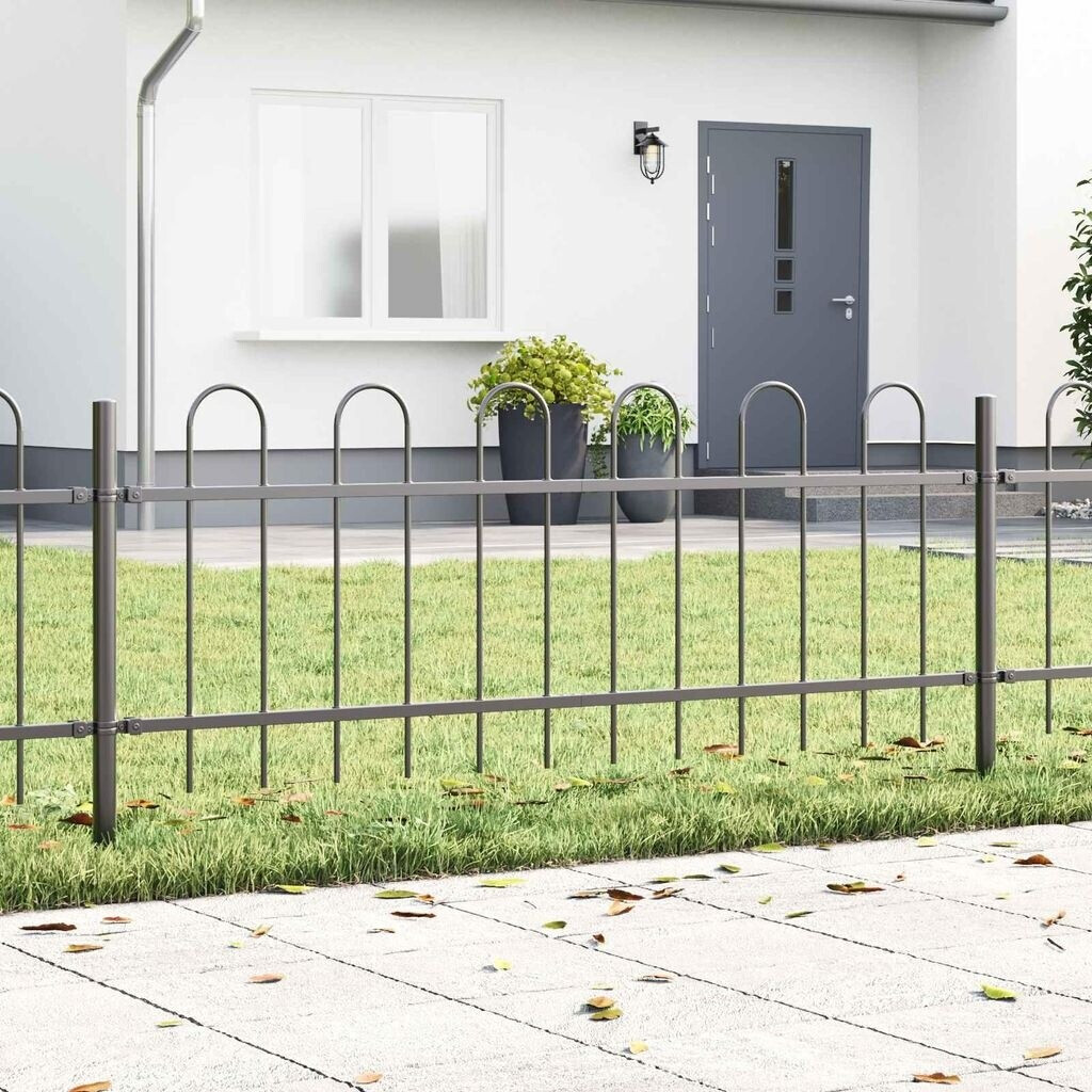 vidaXL vidaXL Garden Fence Grey 3.4 x 0.6 m Powder-Coated Steel (3334033) - back view