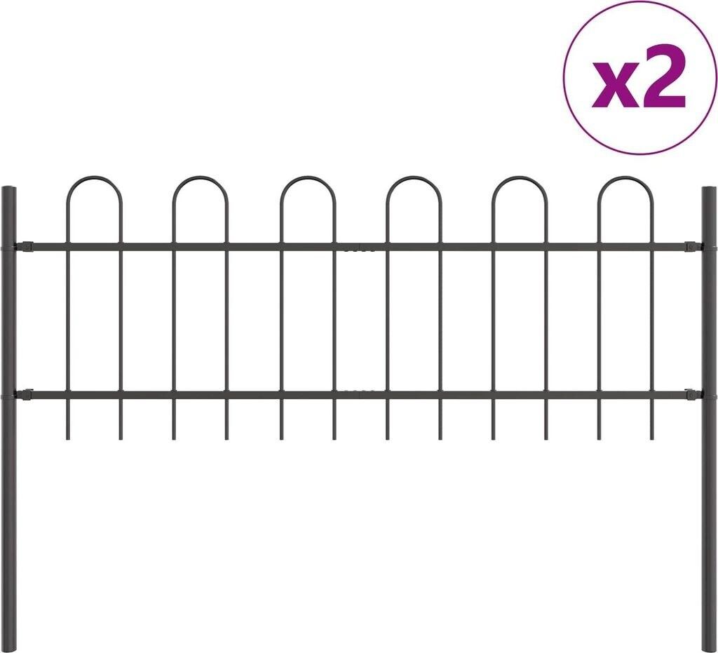 vidaXL vidaXL Garden Fence Grey 3.4 x 0.6 m Powder-Coated Steel (3334033) - alternate view