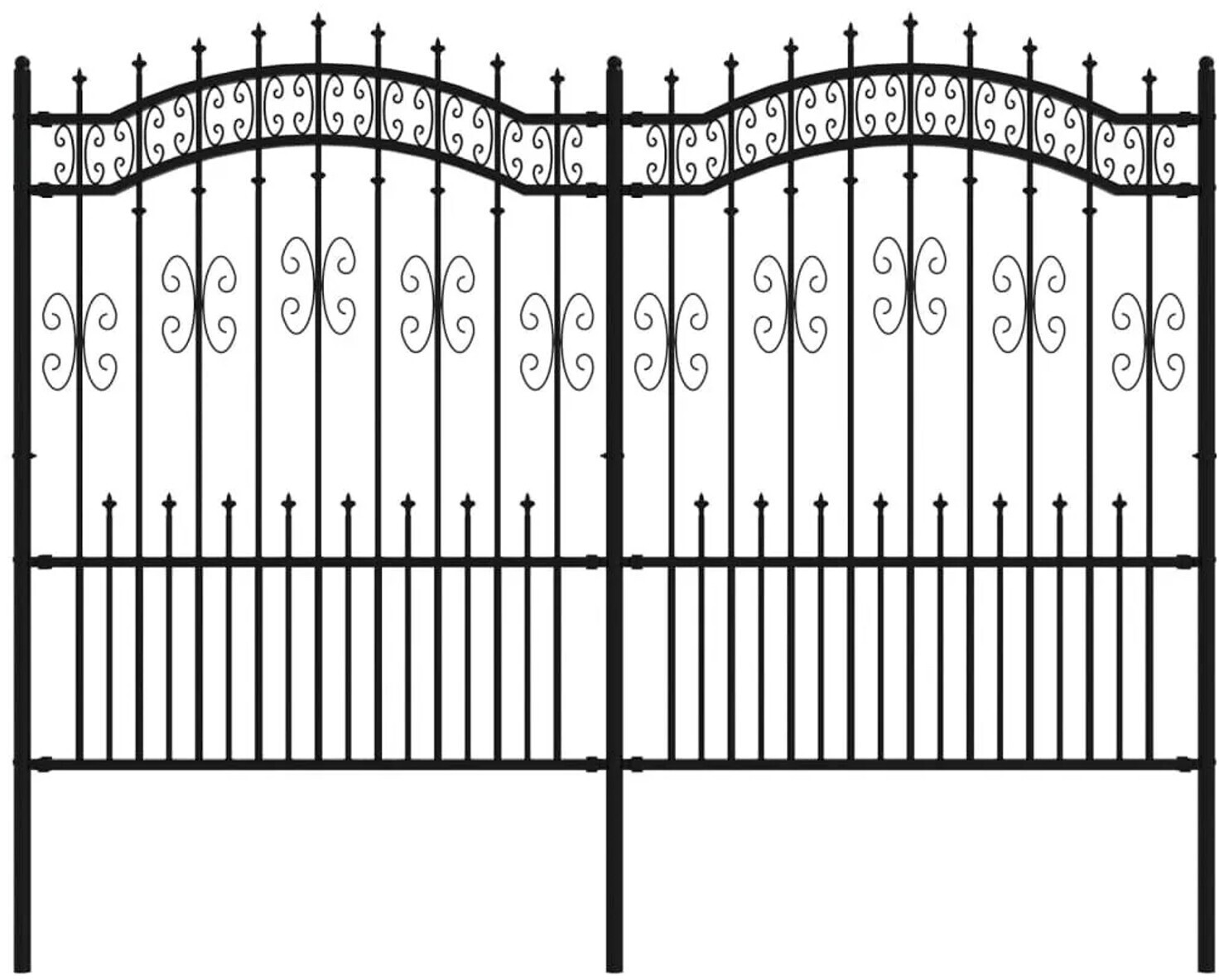 vidaXL Gartenzaun mit Speerspitze Schwarz 240 x 150 cm Pulverbeschichteter Stahl (151087)
