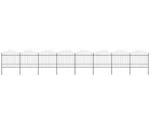 vidaXL Garden Fence with Spearhead Steel 1426 x 175 cm Black (277746)
