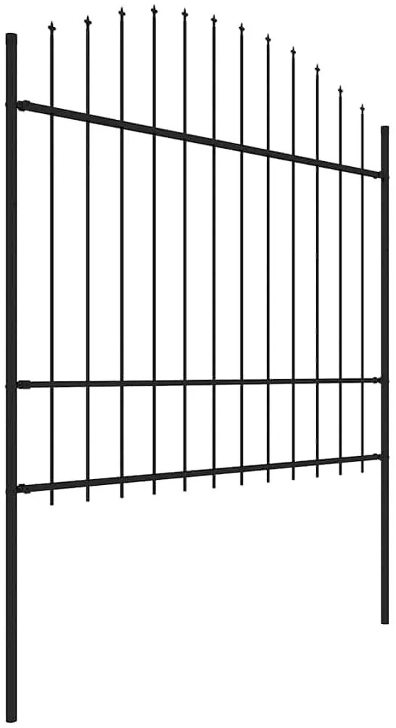 vidaXL vidaXL Garden Fence with Spearhead Steel 1426 x 175 cm Black (277746) - back view