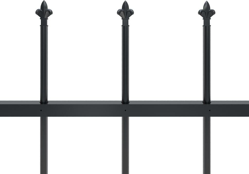 vidaXL vidaXL Garden Fence with Spearhead Steel 181 x 100 cm Black (144925) - back view