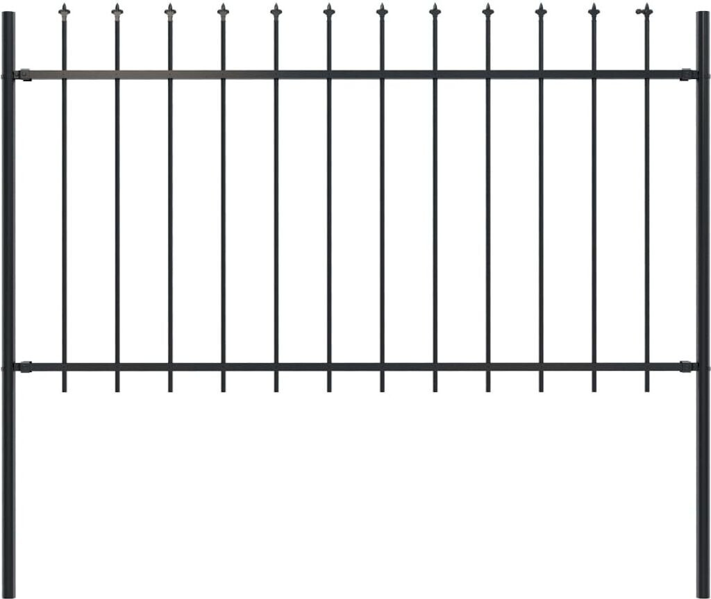 vidaXL vidaXL Garden Fence with Spearhead Steel 181 x 100 cm Black (144925) - alternate view