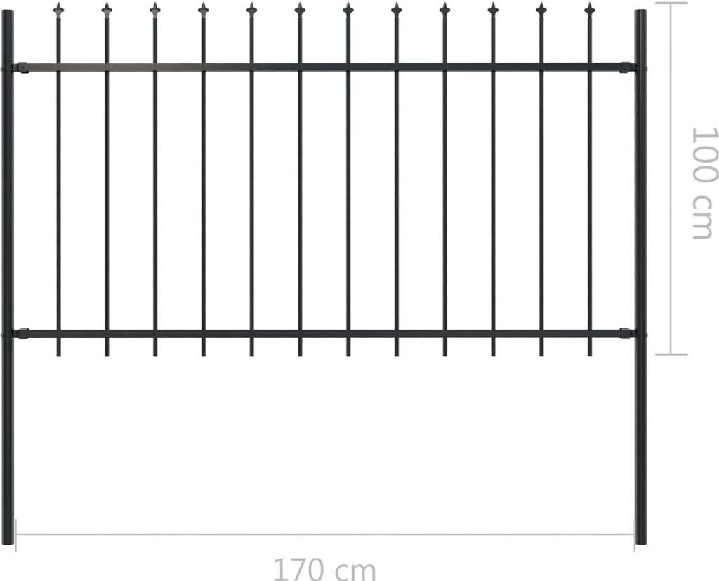 vidaXL vidaXL Garden Fence with Spearhead Steel 181 x 100 cm Black (144925) - view 6