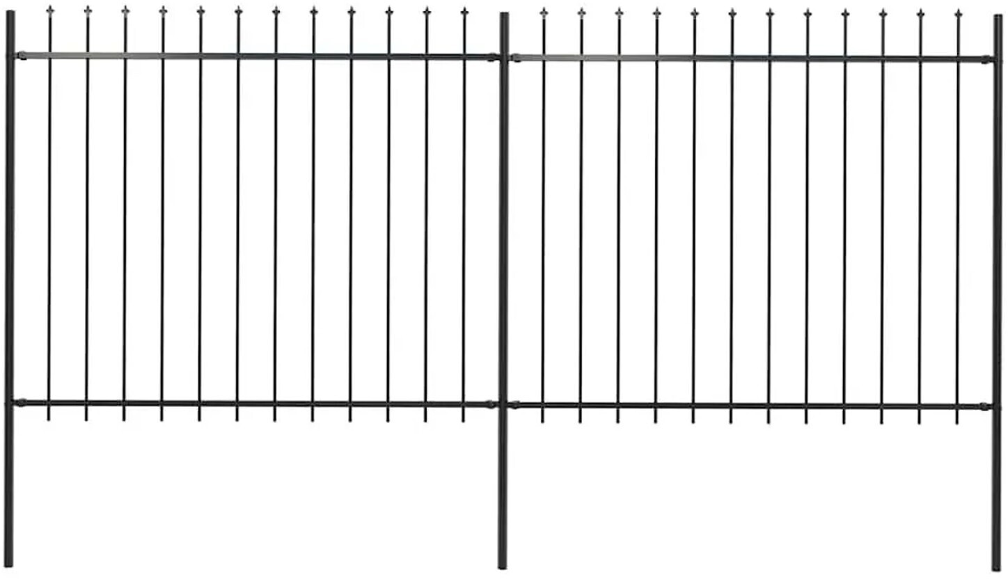 vidaXL Gartenzaun mit Speerspitze Stahl 359 x 150 cm Schwarz (277630)