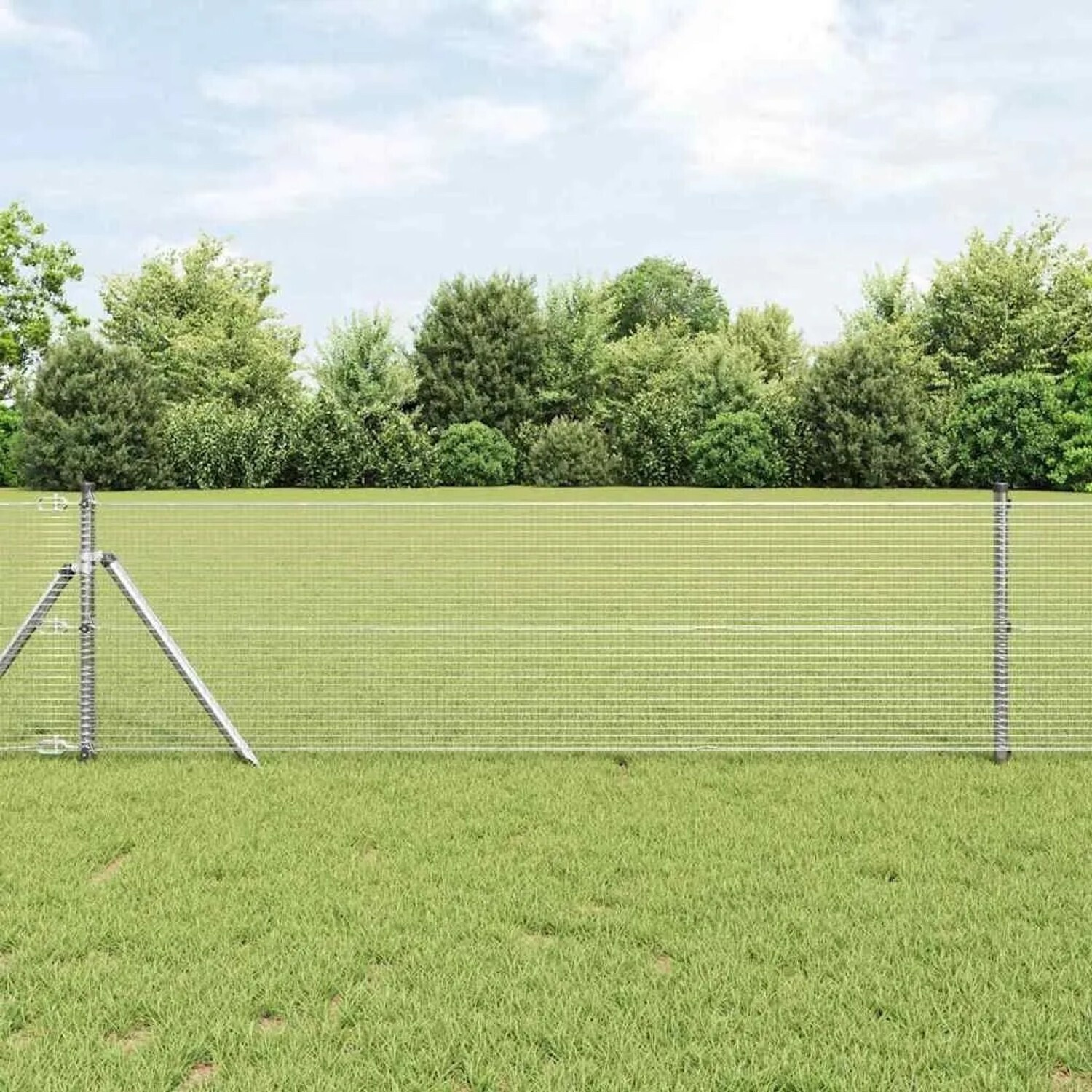 vidaXL vidaXL Welded Wire Fence Silver 0.4 x 10 m (42004874) - side view