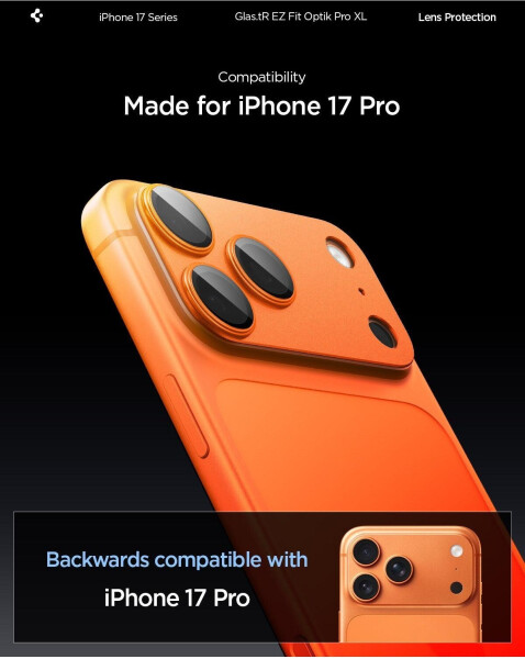 Spigen Glass tR EZ Fit Optik Pro XL 1 Pack Orange iPhone 17 Pro, Bild 12