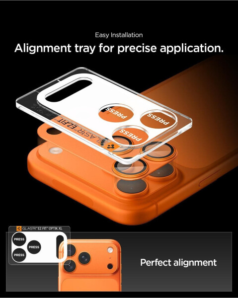 Spigen Glass tR EZ Fit Optik Pro XL 1 Pack Orange iPhone 17 Pro, Bild 14