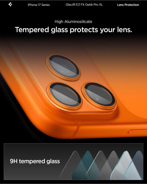 Spigen Glass tR EZ Fit Optik Pro XL 1 Pack Orange iPhone 17 Pro Max, Bild 16